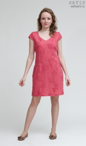 Платье трикотажное Коралловое короткое купить со скидкой в нашем интернет-магазине Сатис